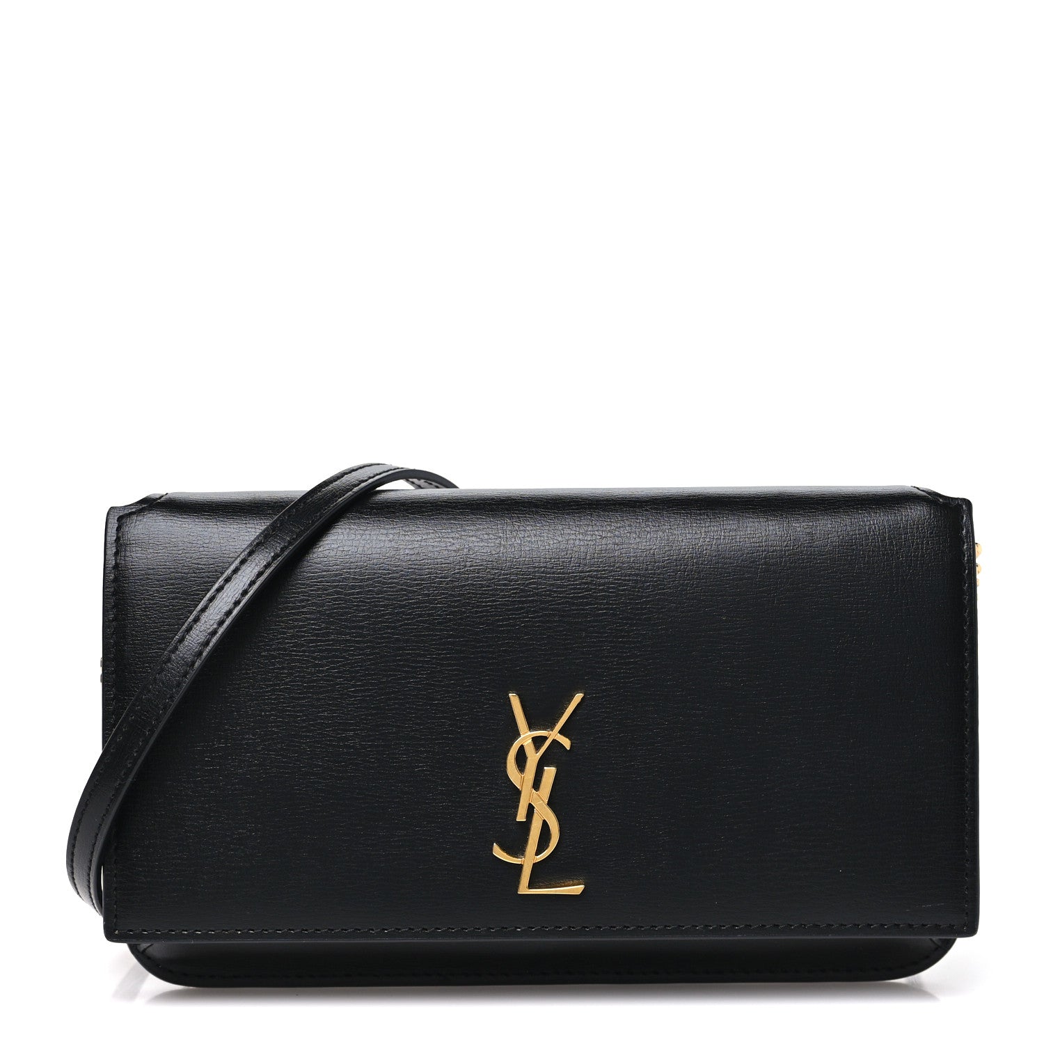 Saint Laurent Smooth Calfskin Monogram Phone Holder Crossbody Black 1 of 9