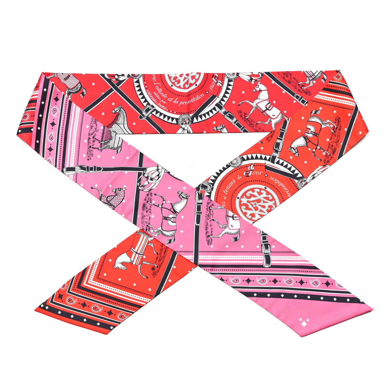 Hermes Silk Couvertures et Tenues de Jour Bandana Maxi Twilly Slim Rose Vif Rouge Vermillon 1 of 4