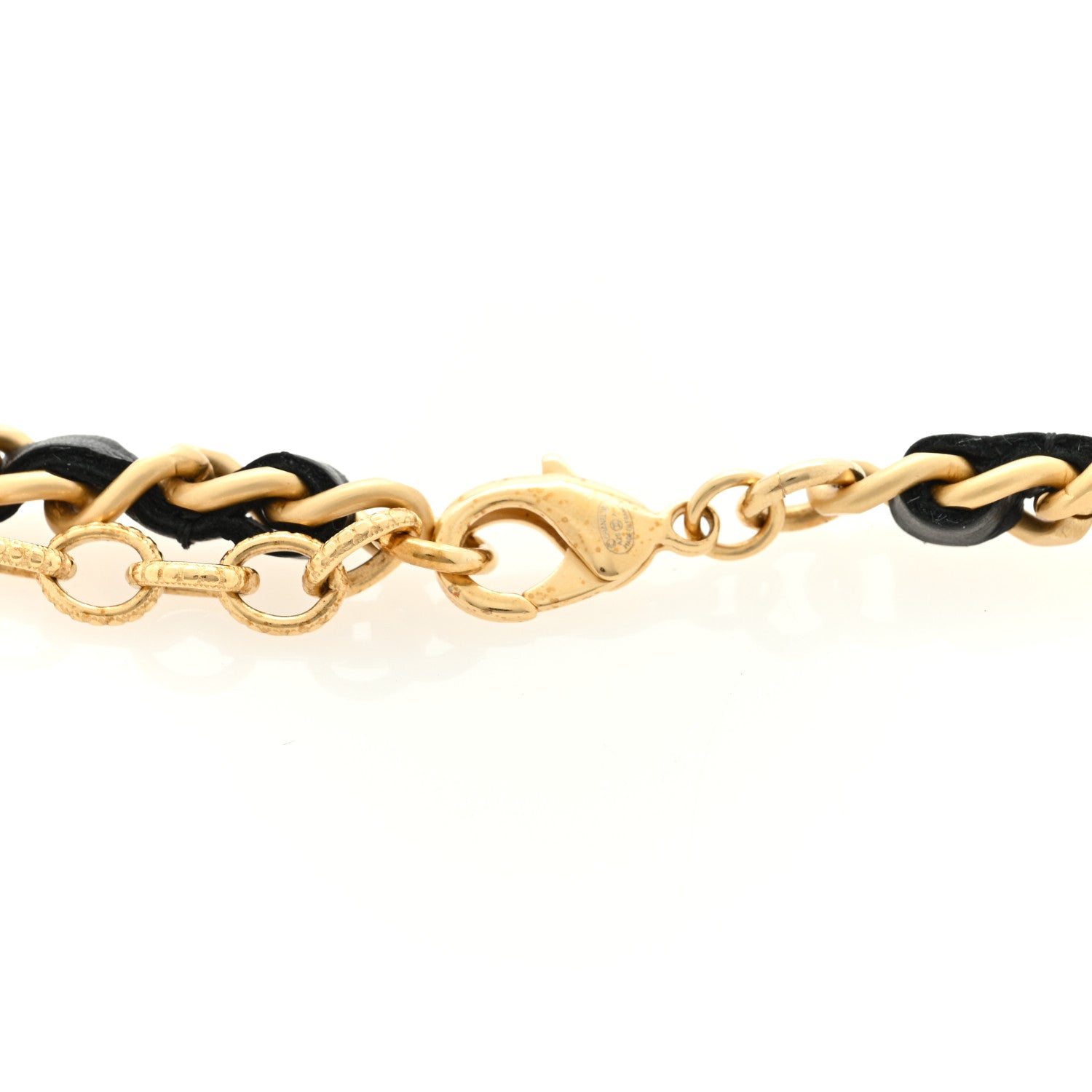 Chanel Calfskin Crystal Chain Camellia Belt 90 36 Black Gold 3 of 3