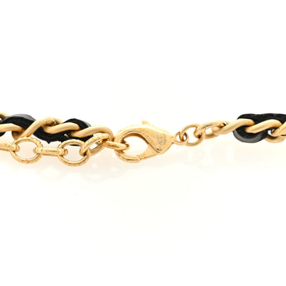 Chanel Calfskin Crystal Chain Camellia Belt 90 36 Black Gold 3 of 3