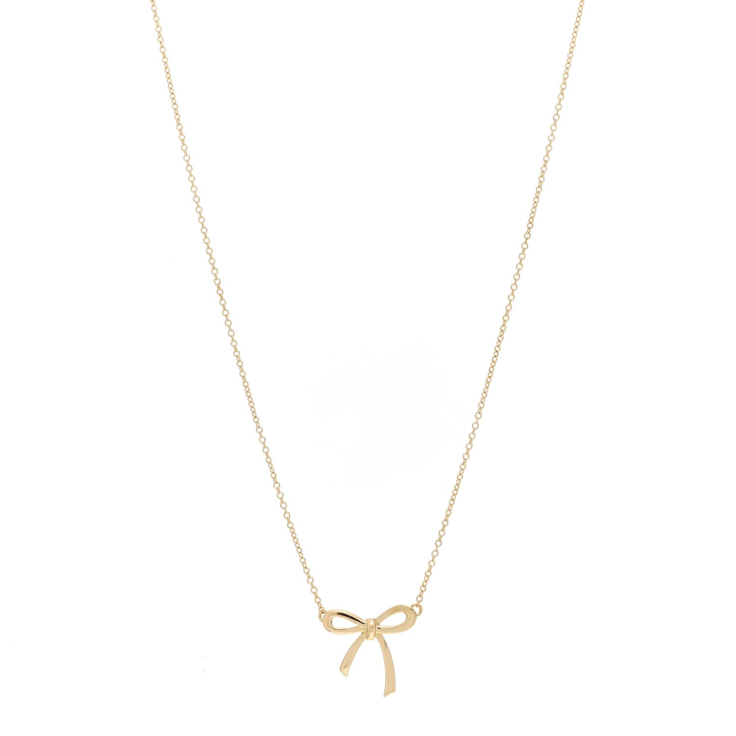 Tiffany 18K Yellow Gold Mini Bow Pendant Necklace 1 of 5