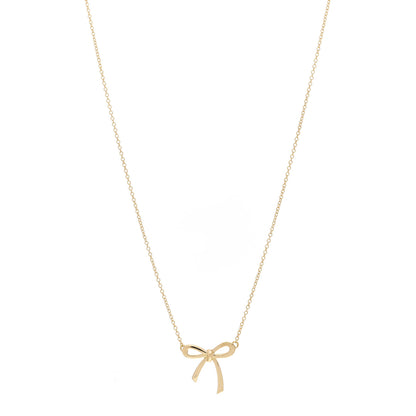 Tiffany 18K Yellow Gold Mini Bow Pendant Necklace 1 of 5