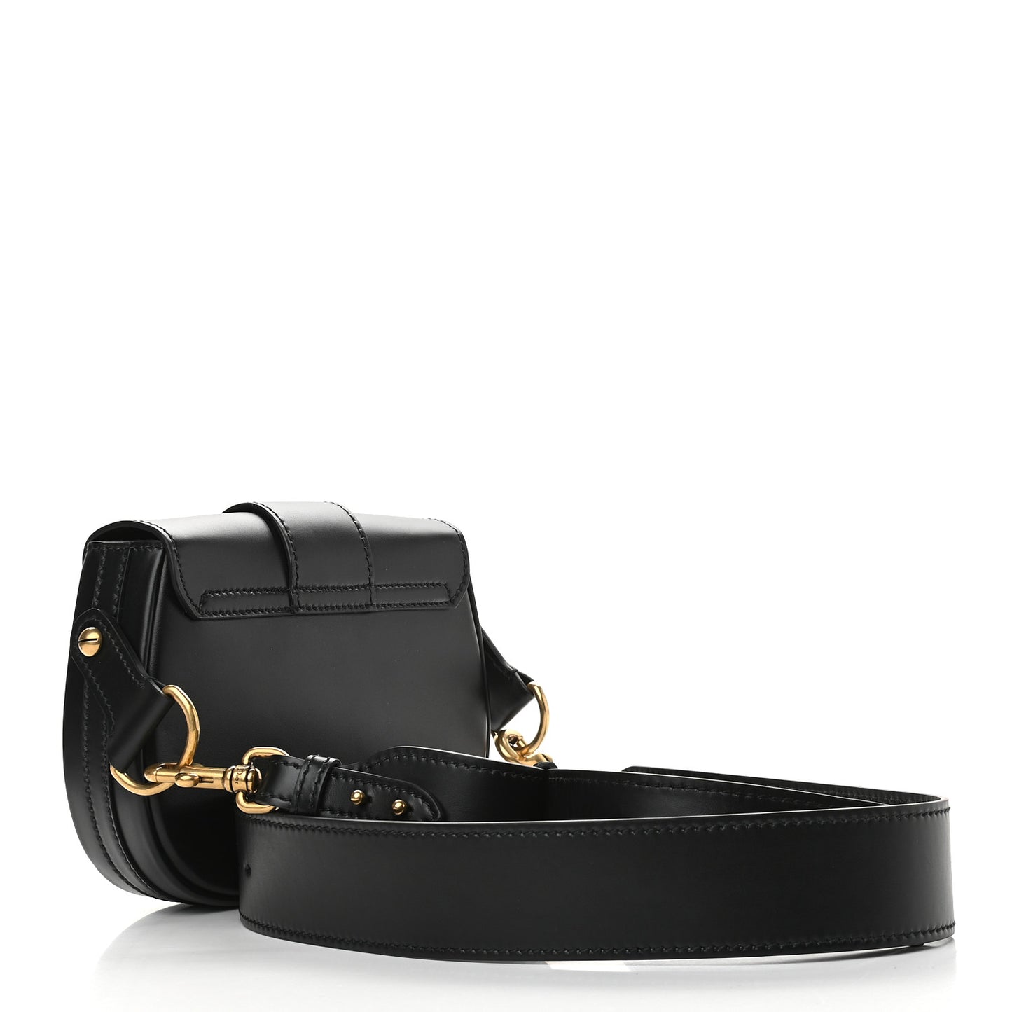 Calfskin D Fence Saddle Bag Black