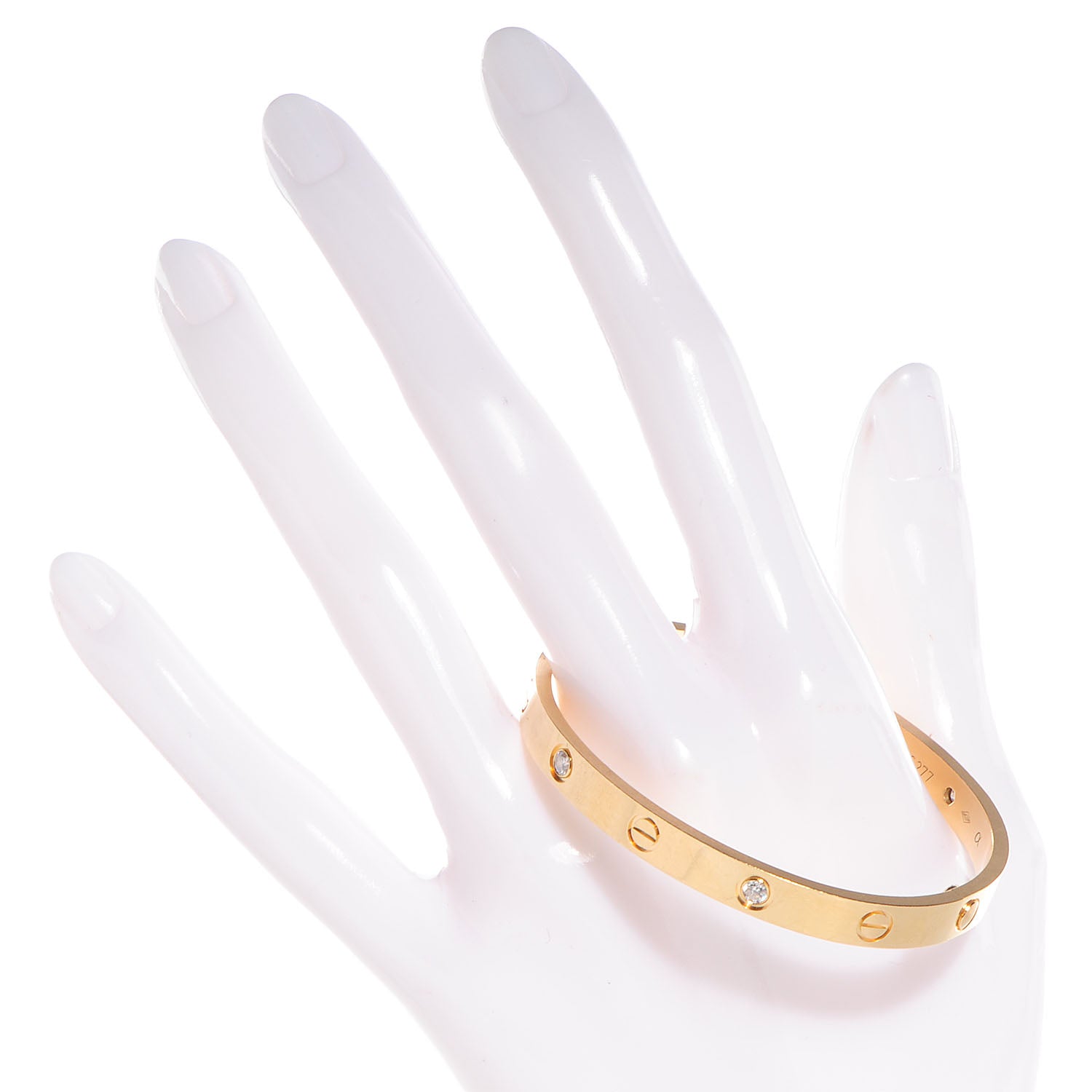 Cartier 18K Yellow Gold 4 Diamond LOVE Bracelet 17 2 of 5