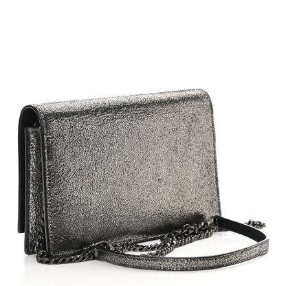 Saint Laurent Metallic Calfskin Classic Monogram Kate Tassel Chain Wallet Gun Metal 3 of 17