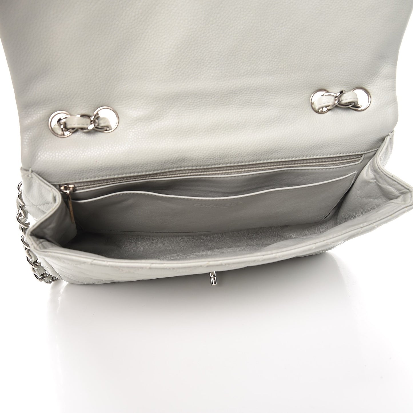 Washed Caviar Jumbo Single Flap Grey