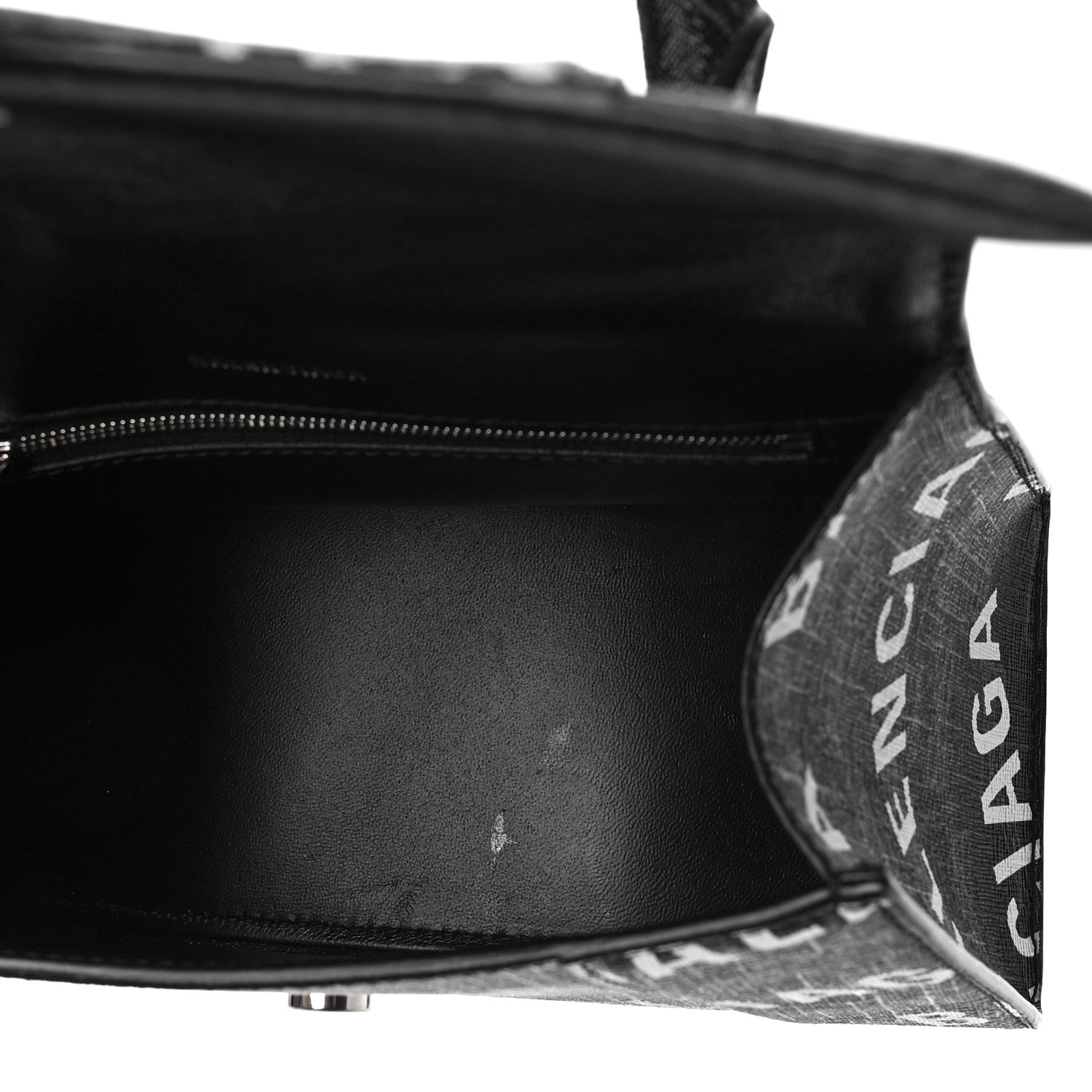 Balenciaga Coated Canvas BB Monogram Allover Logo Small Hourglass Top Handle Bag Black Grey White 5 of 8