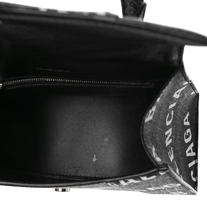 Balenciaga Coated Canvas BB Monogram Allover Logo Small Hourglass Top Handle Bag Black Grey White 5 of 8