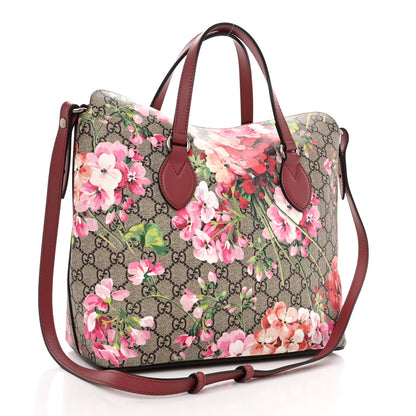 Gucci GG Supreme Monogram Blooms Linea A Foldover Tote Beige Multicolor Dry Rose 3 of 10