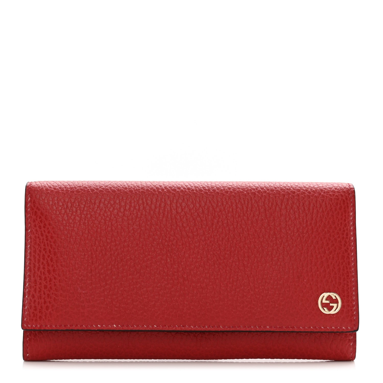 Gucci Pebbled Calfskin Interlocking G Continental Wallet Red 1 of 9