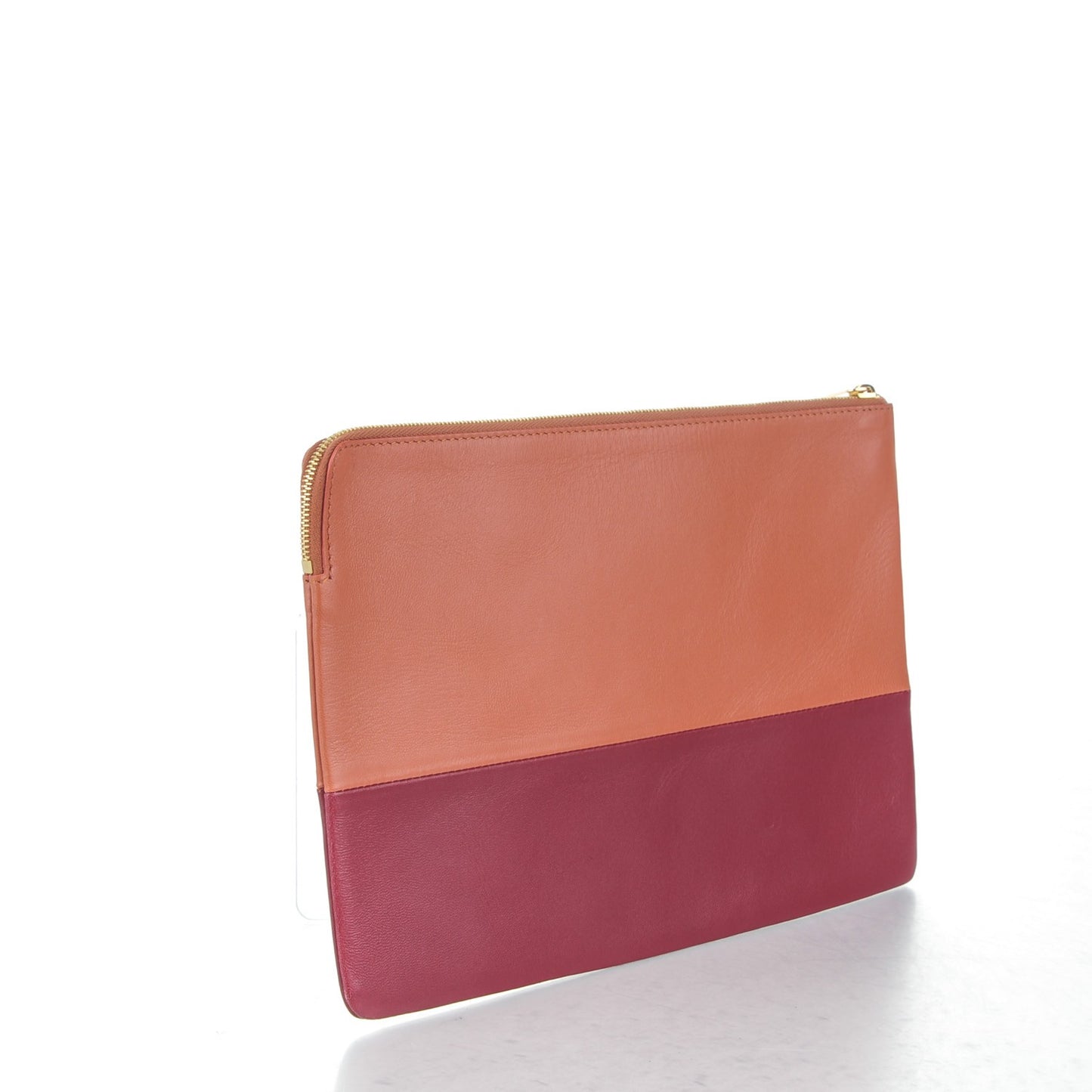 Lambskin Bi-Color Solo Clutch Pouch Peach