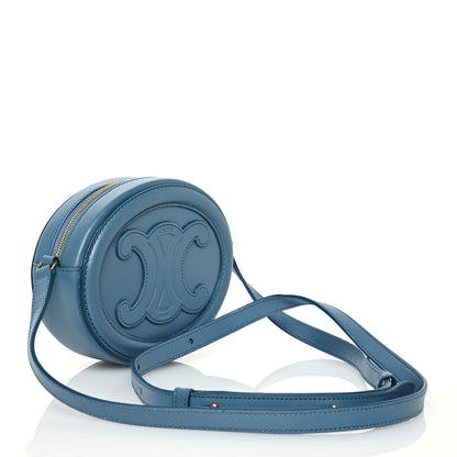 Celine Smooth Calfskin Cuir Small Triomphe Oval Crossbody Purse Denim 3 of 9