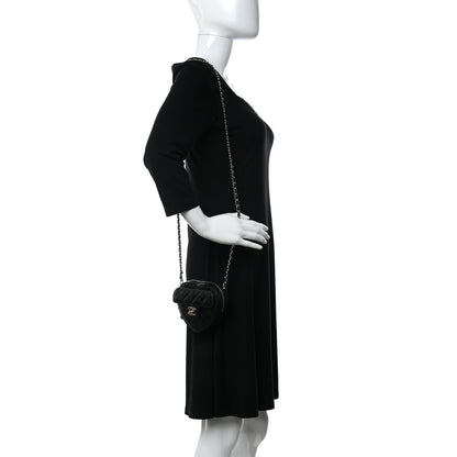 Chanel Lambskin Quilted CC In Love Heart Clutch With Chain Black 2 of 11