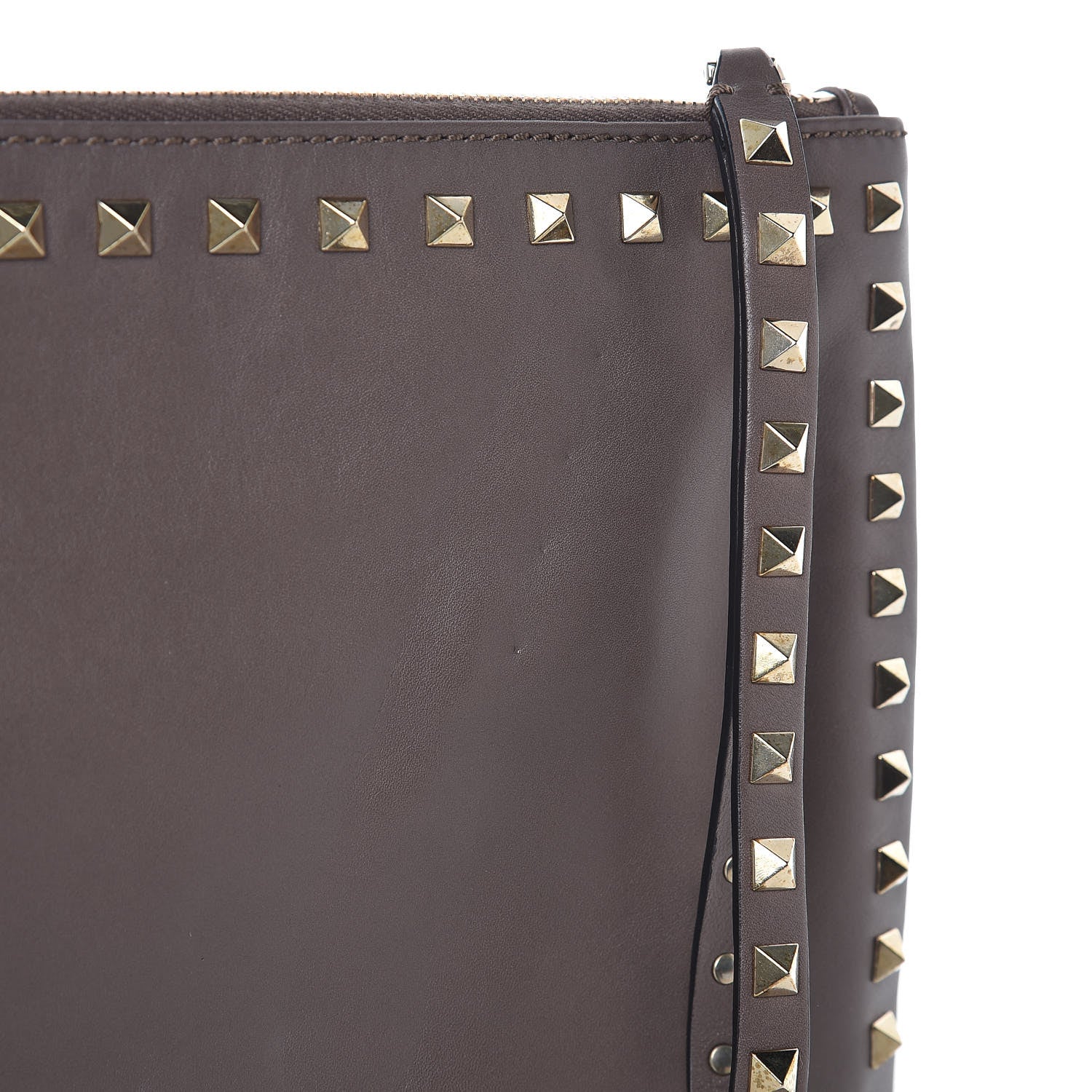 Valentino Garavani Vitello Large Rockstud Zip Wristlet Pouch Taupe 16 of 17