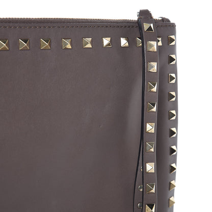 Valentino Garavani Vitello Large Rockstud Zip Wristlet Pouch Taupe 16 of 17