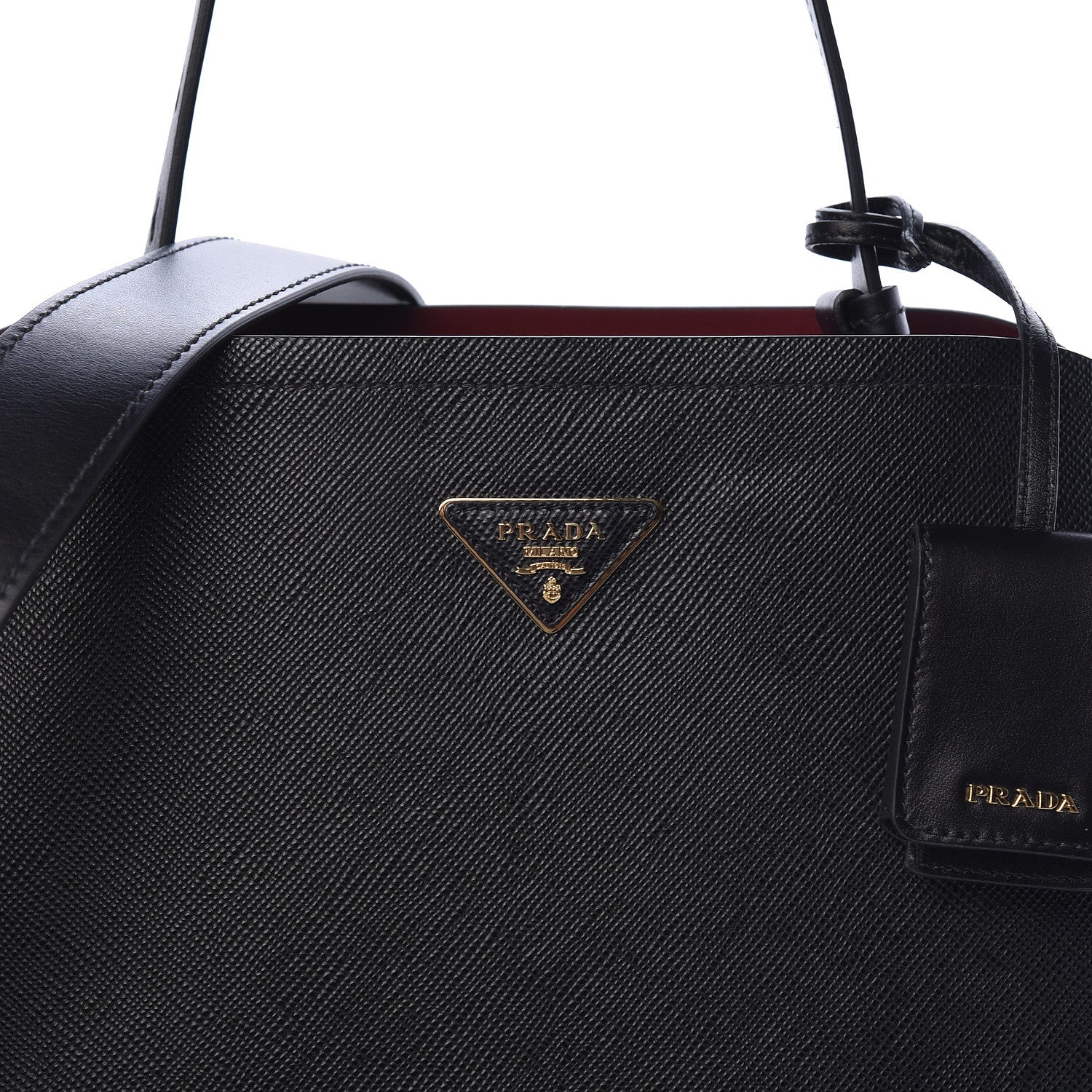Prada Saffiano Cuir Matinee Tote Black Cherry 7 of 9