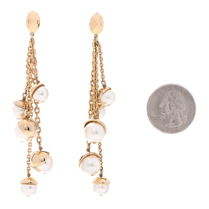 Christian Dior Pearl Chain Tribales Drop Earrings Gold 2 of 4