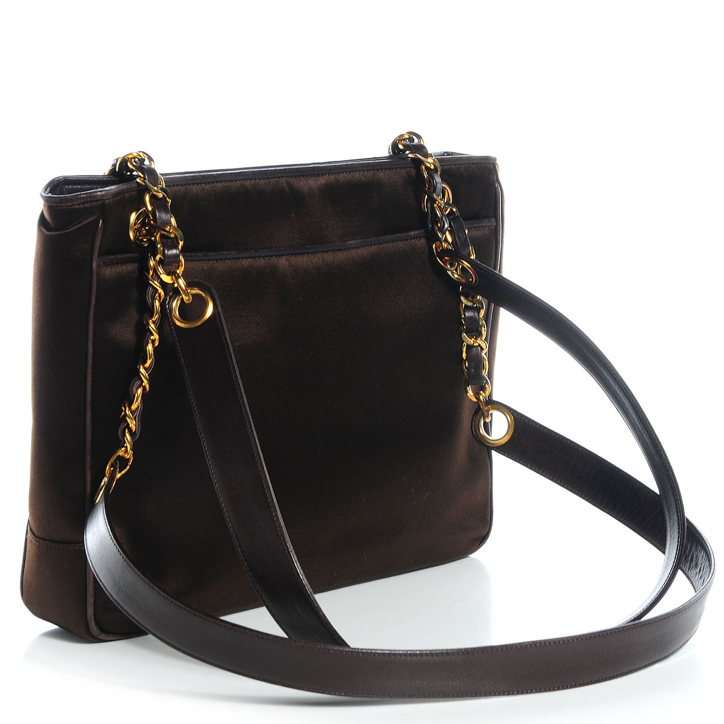 Satin Chain CC Shoulder Bag Brown