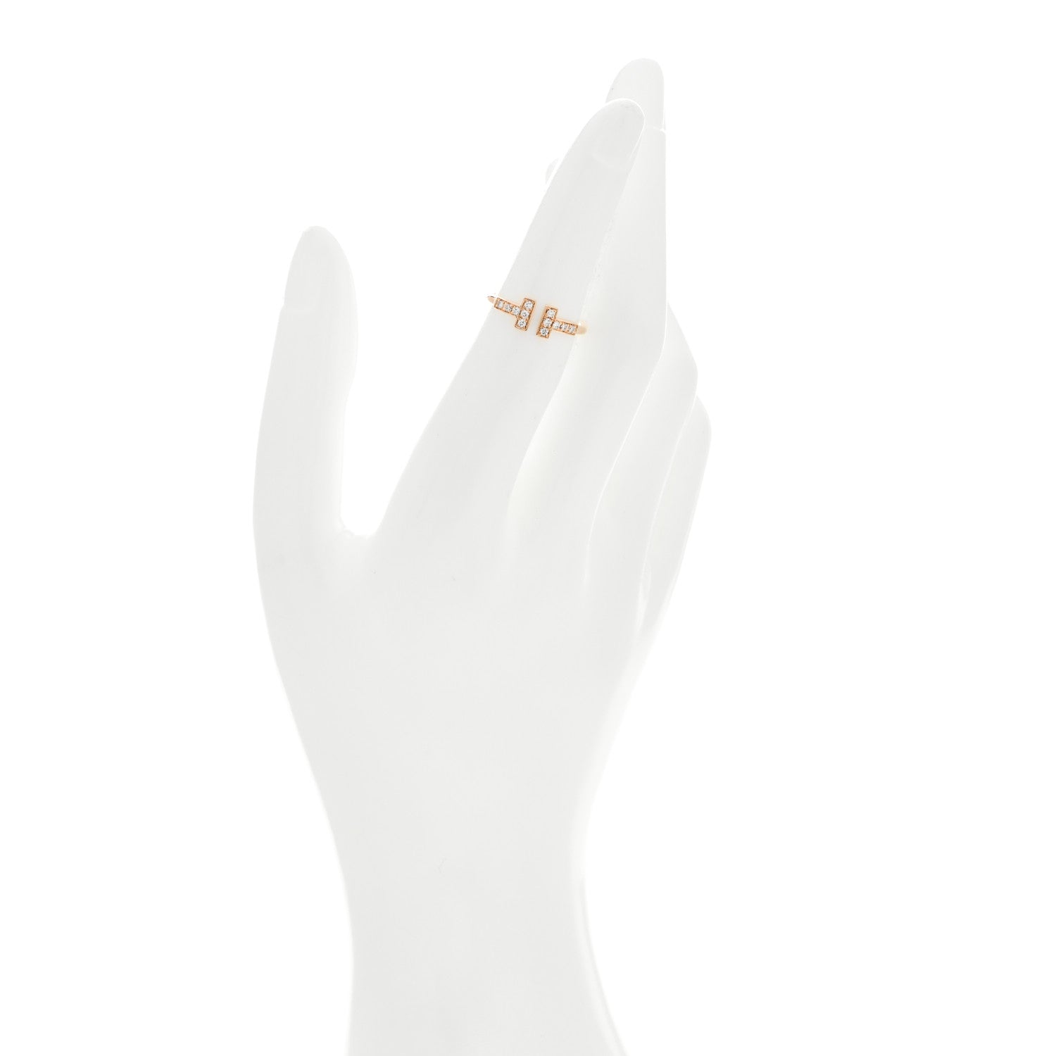 Tiffany 18K Rose Gold Diamond T Wire Ring 49 5 2 of 5