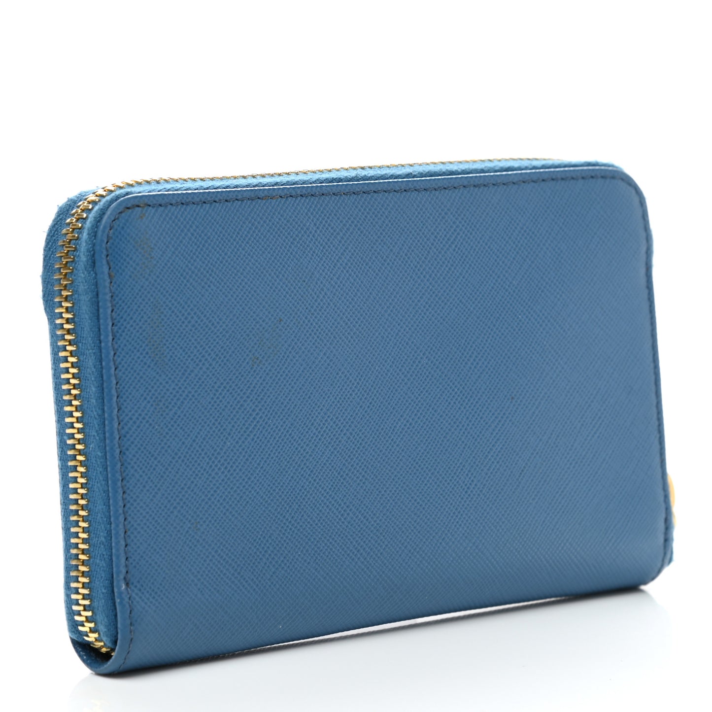Saffiano Metal Zip Around Wallet Blue