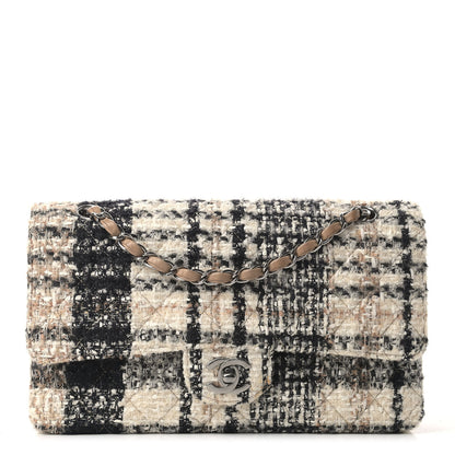 Chanel Tweed Quilted Medium Double Flap Beige White Black 1 of 12