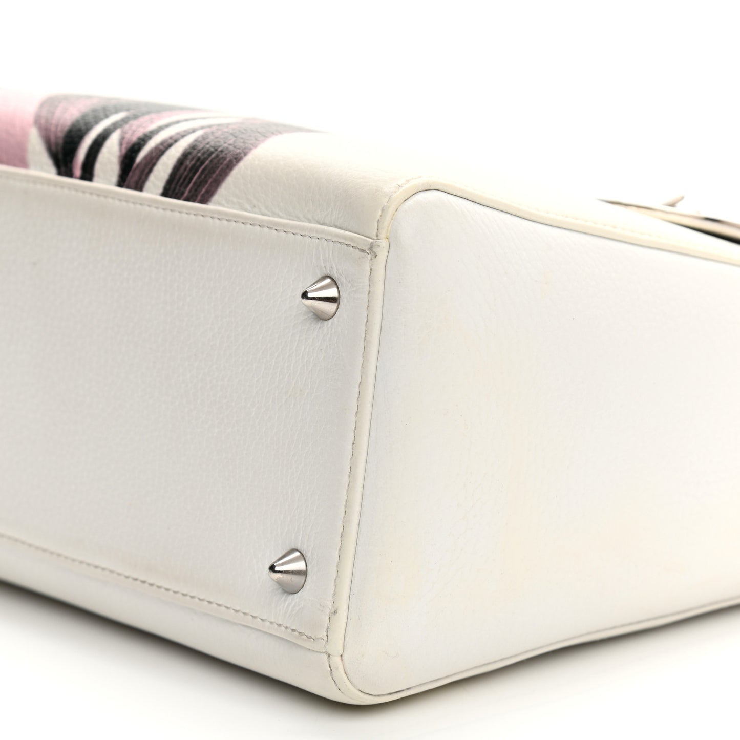 Deerskin Floral Printed Medium Lady Dior White