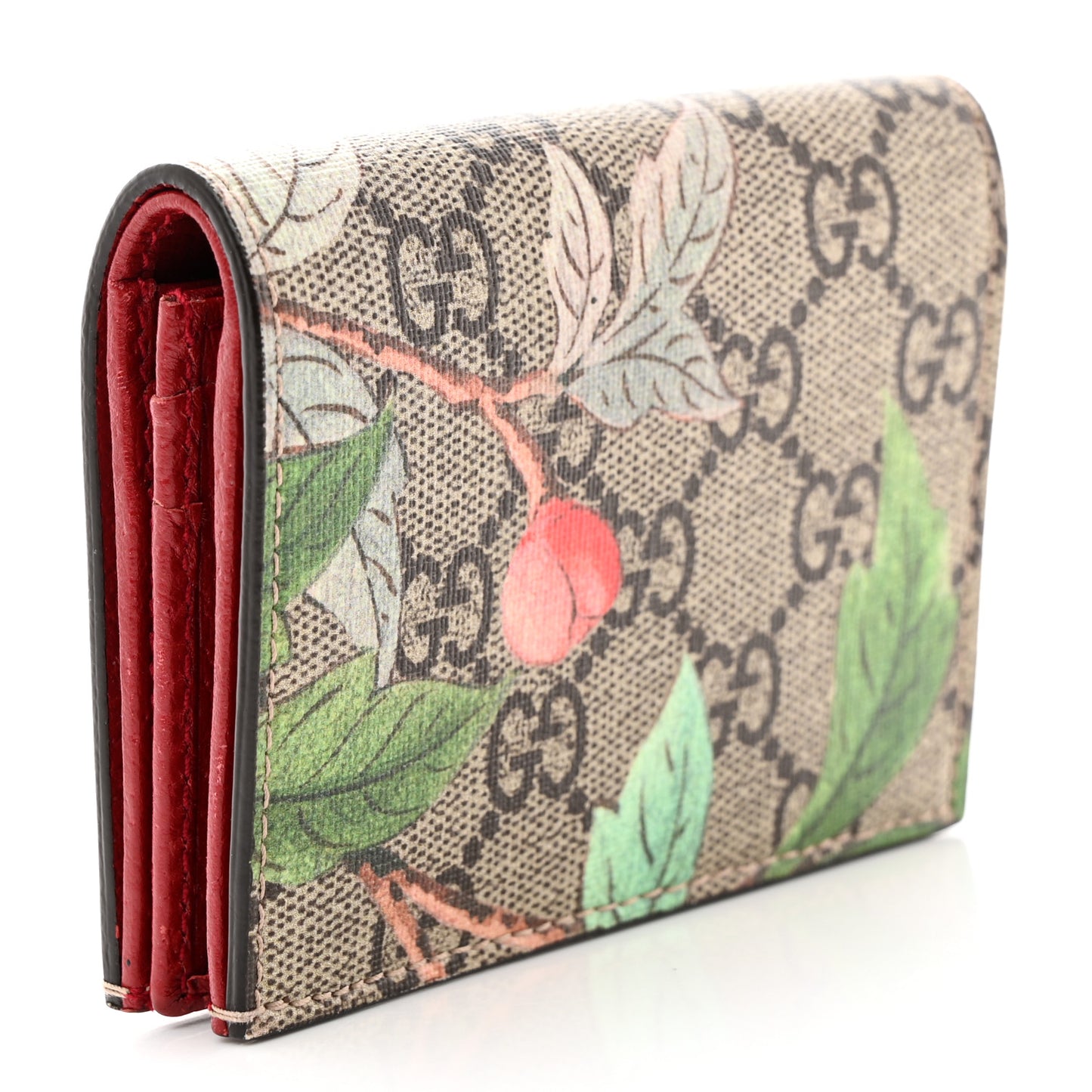 GG Supreme Monogram Tian Card Case Beige Multicolor Red