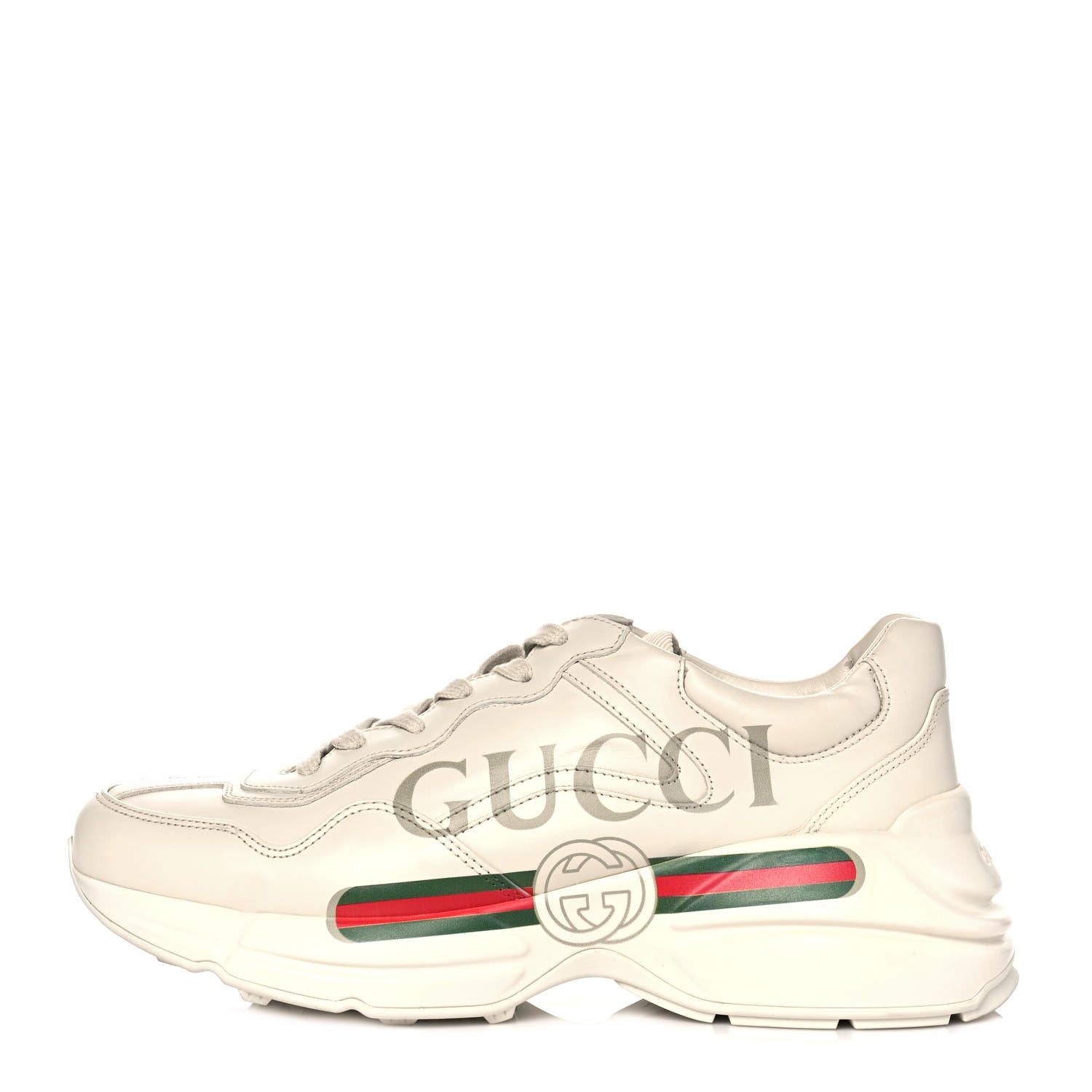 Gucci Calfskin Logo Mens Rhyton Sneakers 6 Ivory 1 of 8