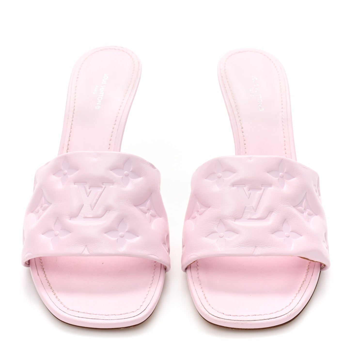 Lambskin Embossed Monogram Revival 95mm Mules 40 Rose Claire