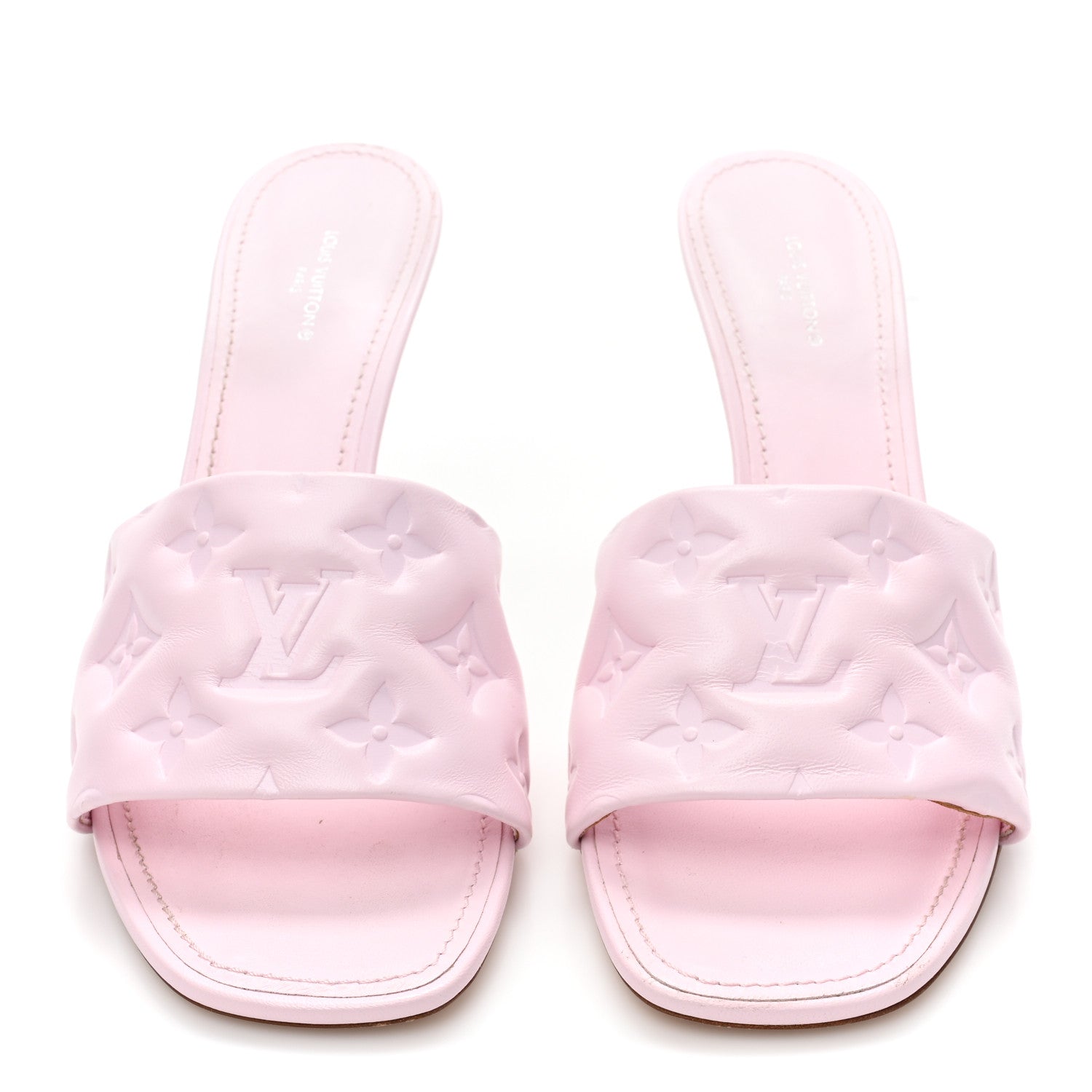 Louis Vuitton Lambskin Embossed Monogram Revival 95mm Mules 40 Rose Claire 2 of 11