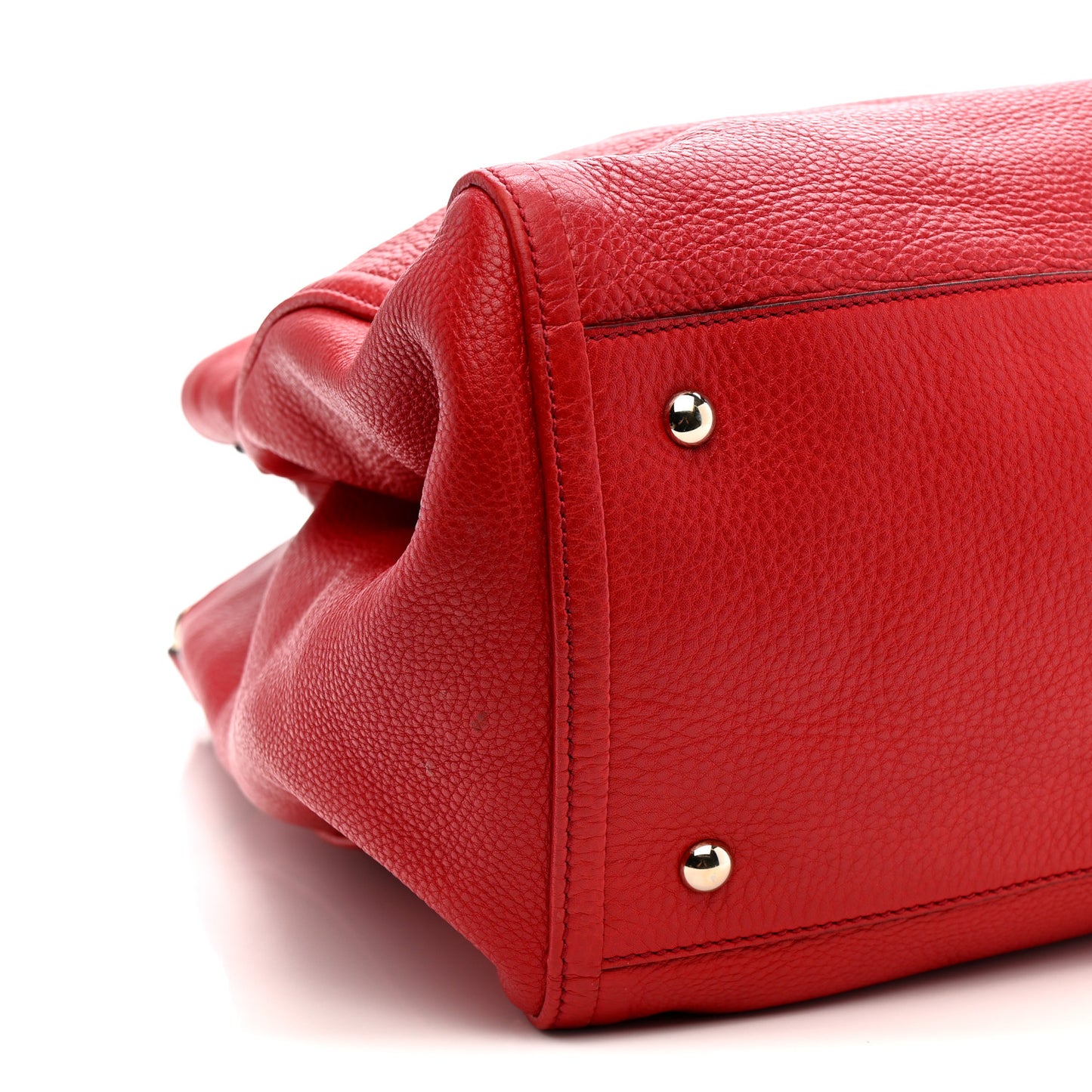 Pebbled Calfskin Large Soho Shoulder Bag Red Red