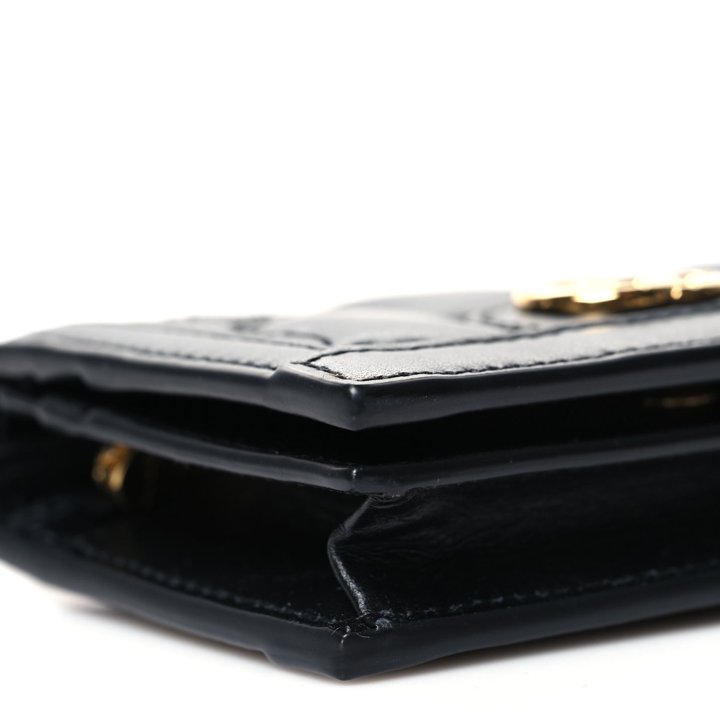 Calfskin GG Matelasse Card Case Wallet Black