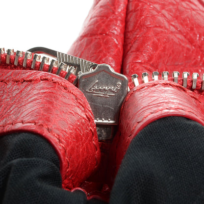 Balenciaga Agneau Classic Hardware Medium Clip Clutch Rouge Coquelicot 8 of 10