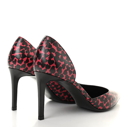 Saint Laurent Calfskin Heart Print D'Orsay Paris 105 Pumps 40 Pink Black 4 of 16