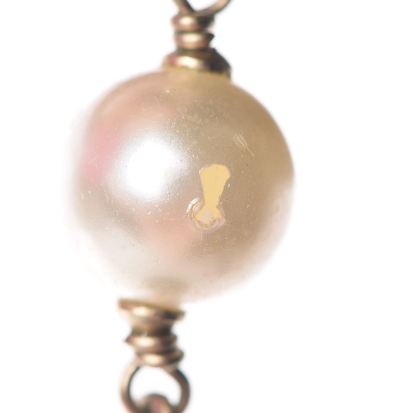 Pearl Bead Enamel CC Long Necklace Black Gold