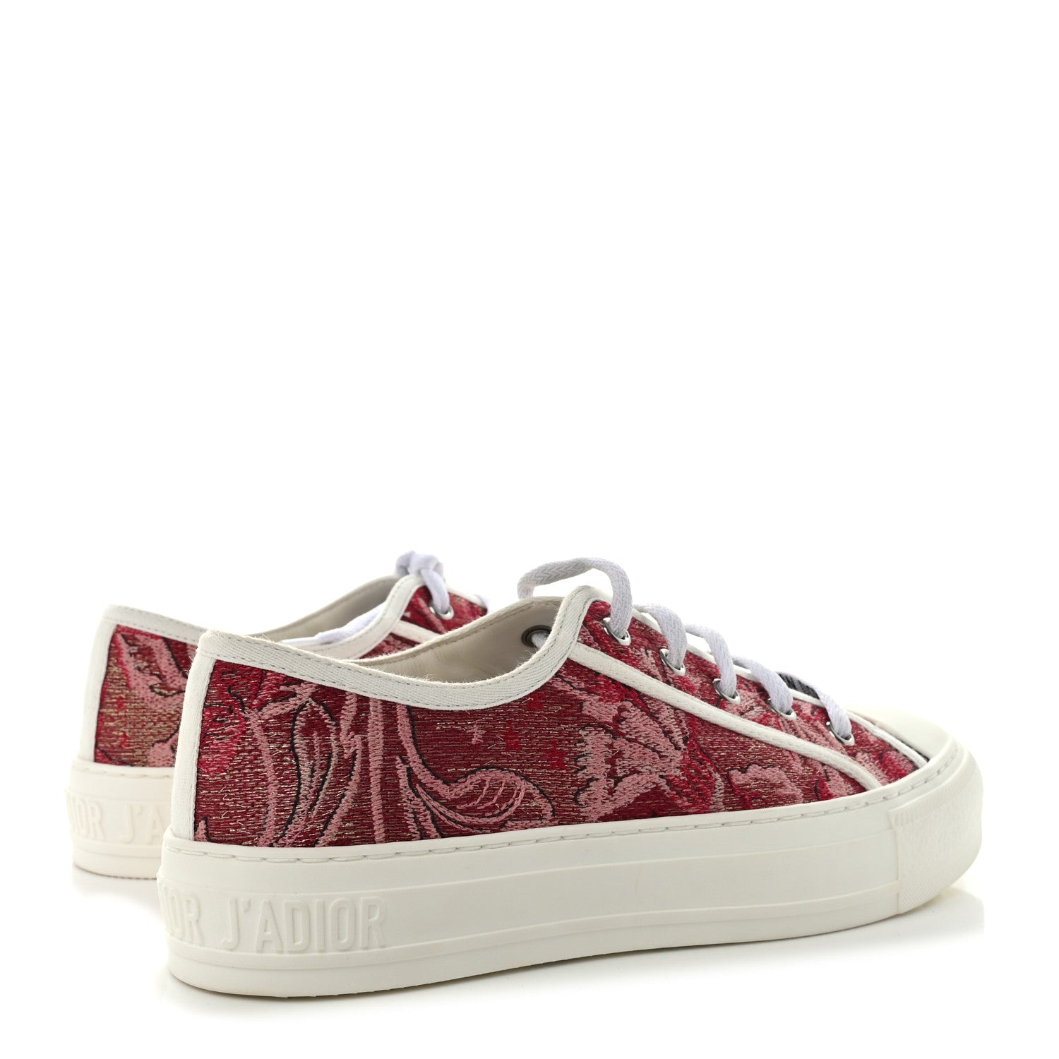 Christian Dior Denim Brocart Embroidered Walk'N'Dior Low Top Sneakers 37 Cherry 4 of 13