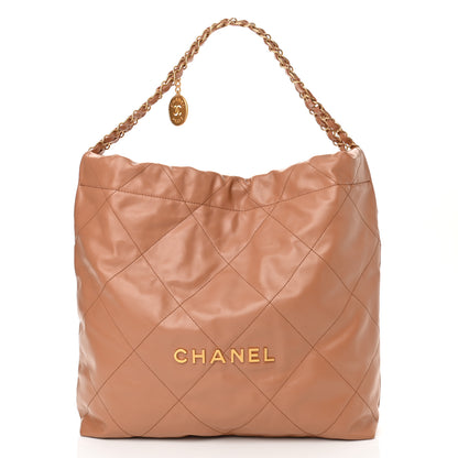 Chanel Shiny Calfskin Quilted Chanel 22 Brown 3 of 12