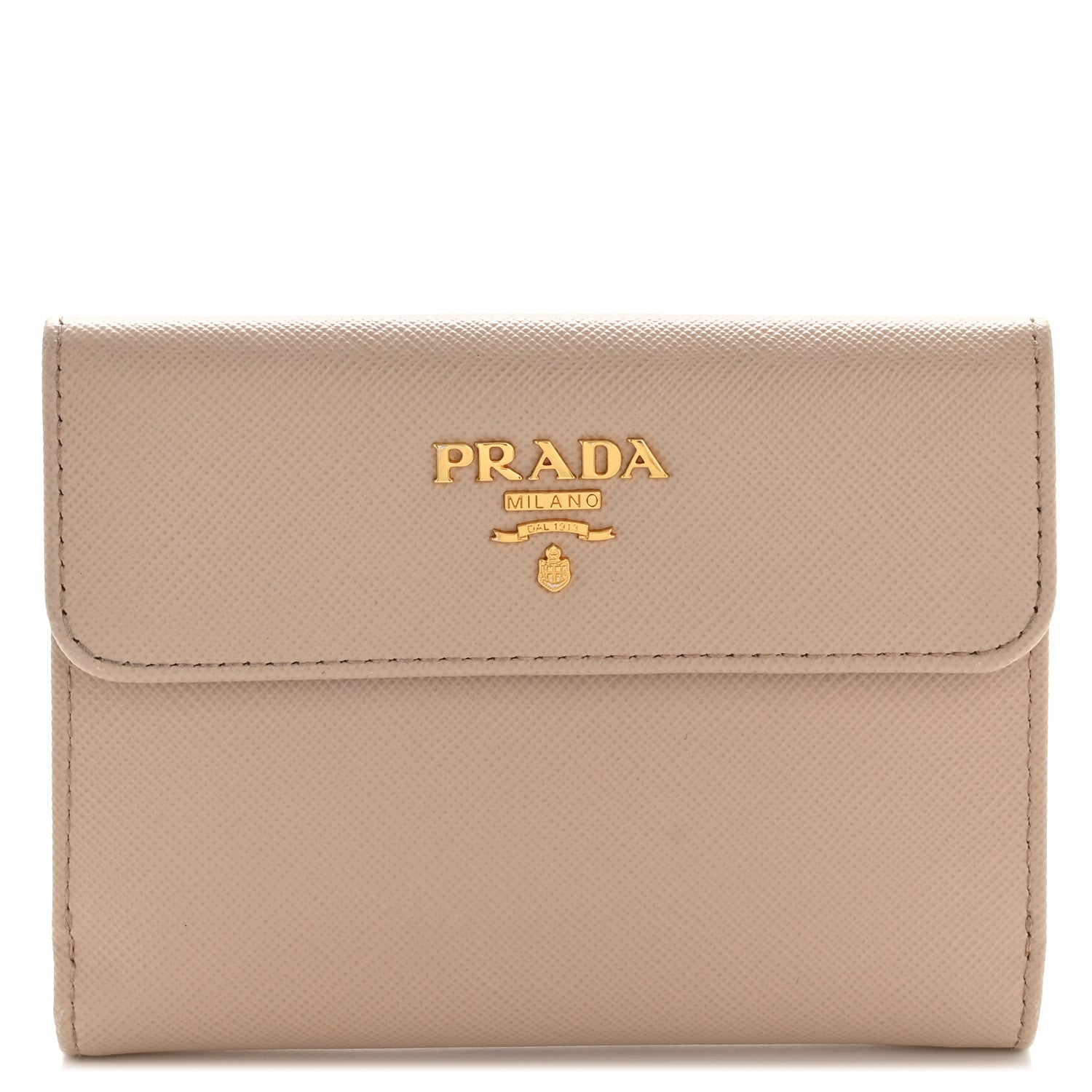 Prada Saffiano Metal Compact Flap Wallet Cipria 1 of 10