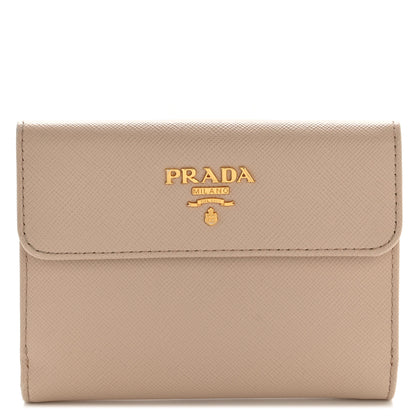 Prada Saffiano Metal Compact Flap Wallet Cipria 1 of 10