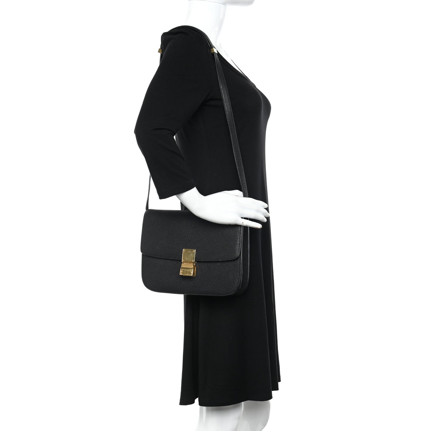 Goatskin Medium Classic Box Flap Bag Black
