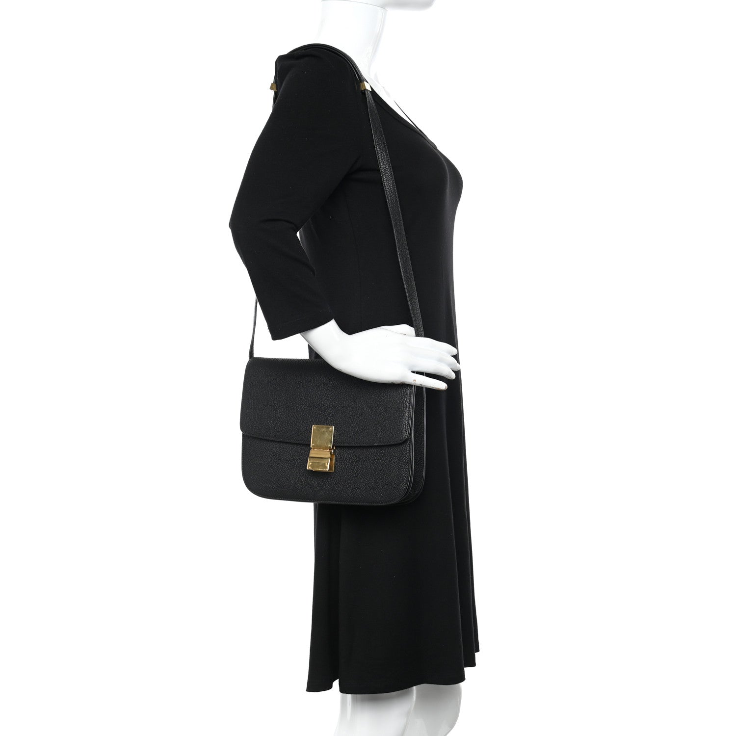 Celine Goatskin Medium Classic Box Flap Bag Black 2 of 13