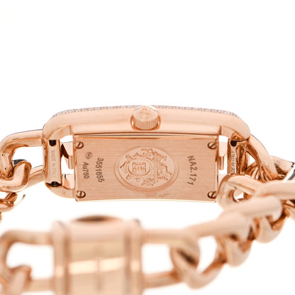 Hermes 18K Rose Gold Diamond Mother of Pearl 17mm Nantucket Quartz Watch 4 of 5