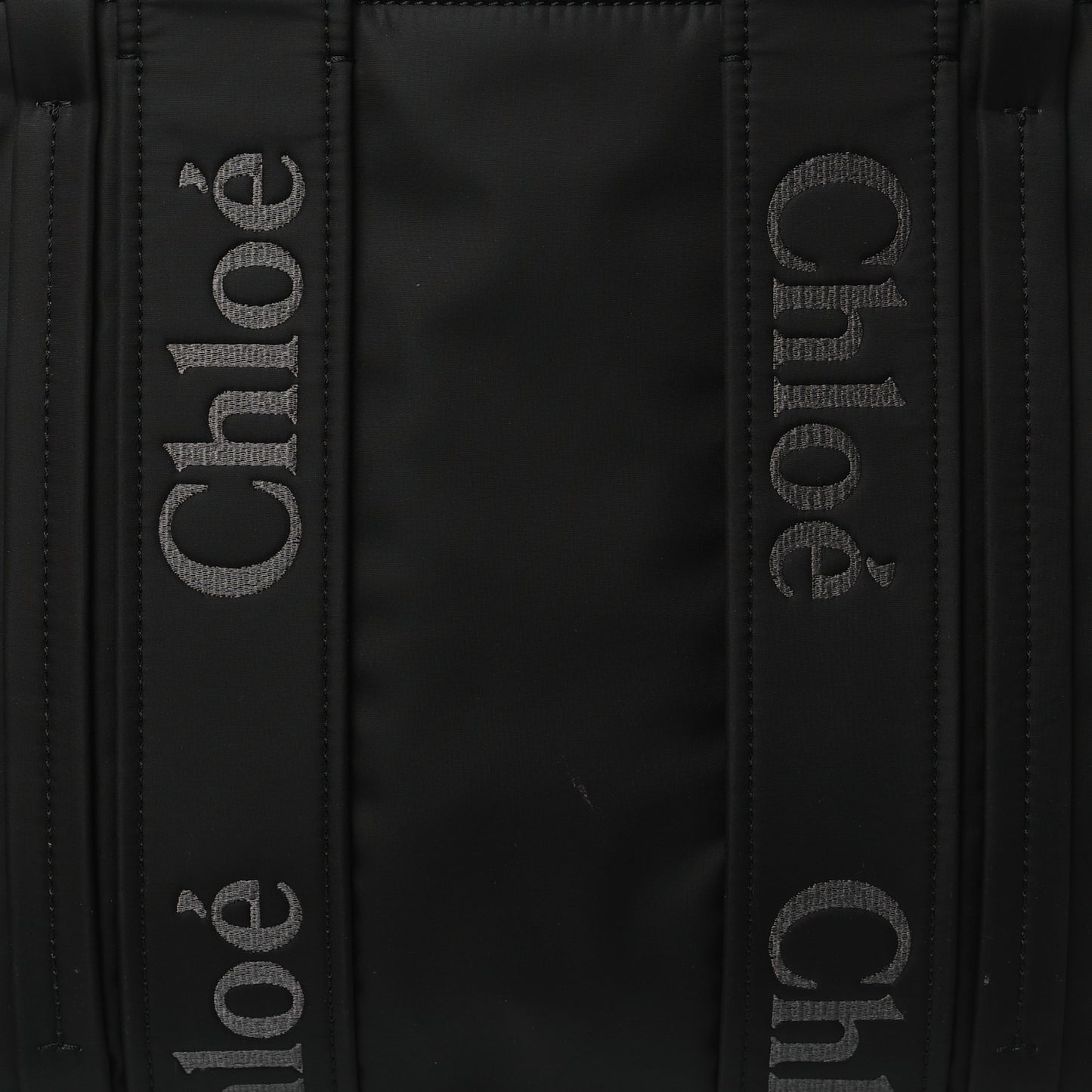 Recycled Nylon Medium Woody Ribbon Tote Black