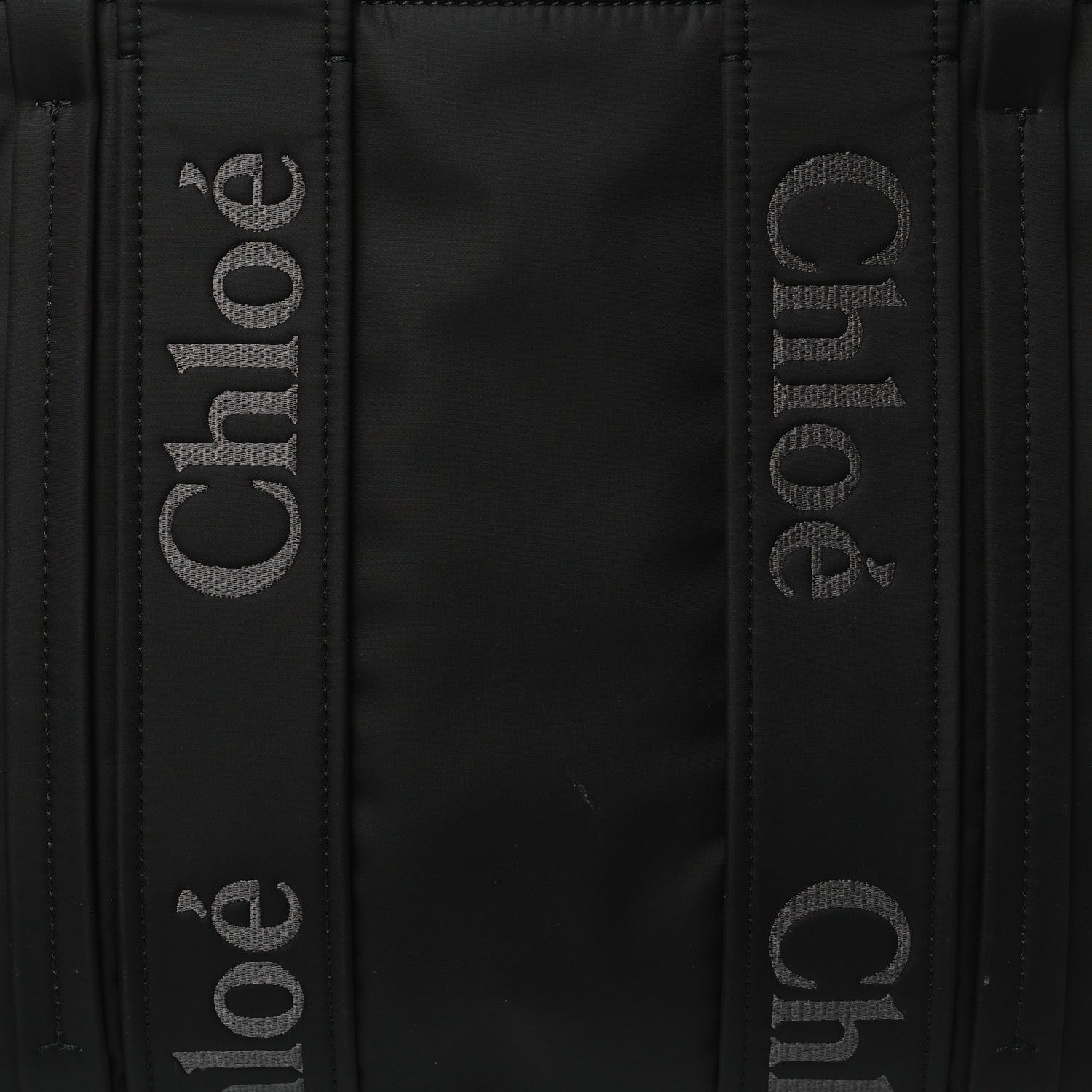 Chloe Recycled Nylon Medium Woody Ribbon Tote Black 8 of 12