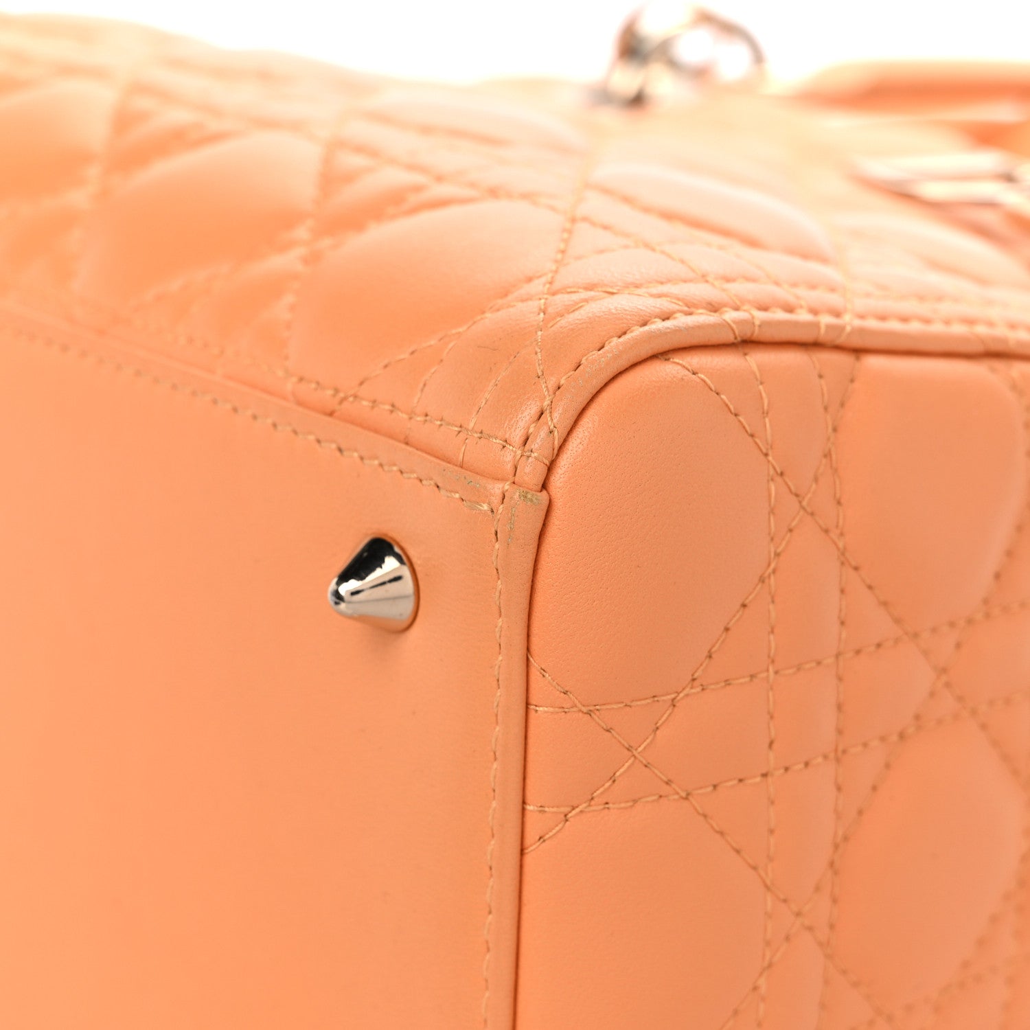 Christian Dior Lambskin Cannage Medium Lady Dior Orange 8 of 16