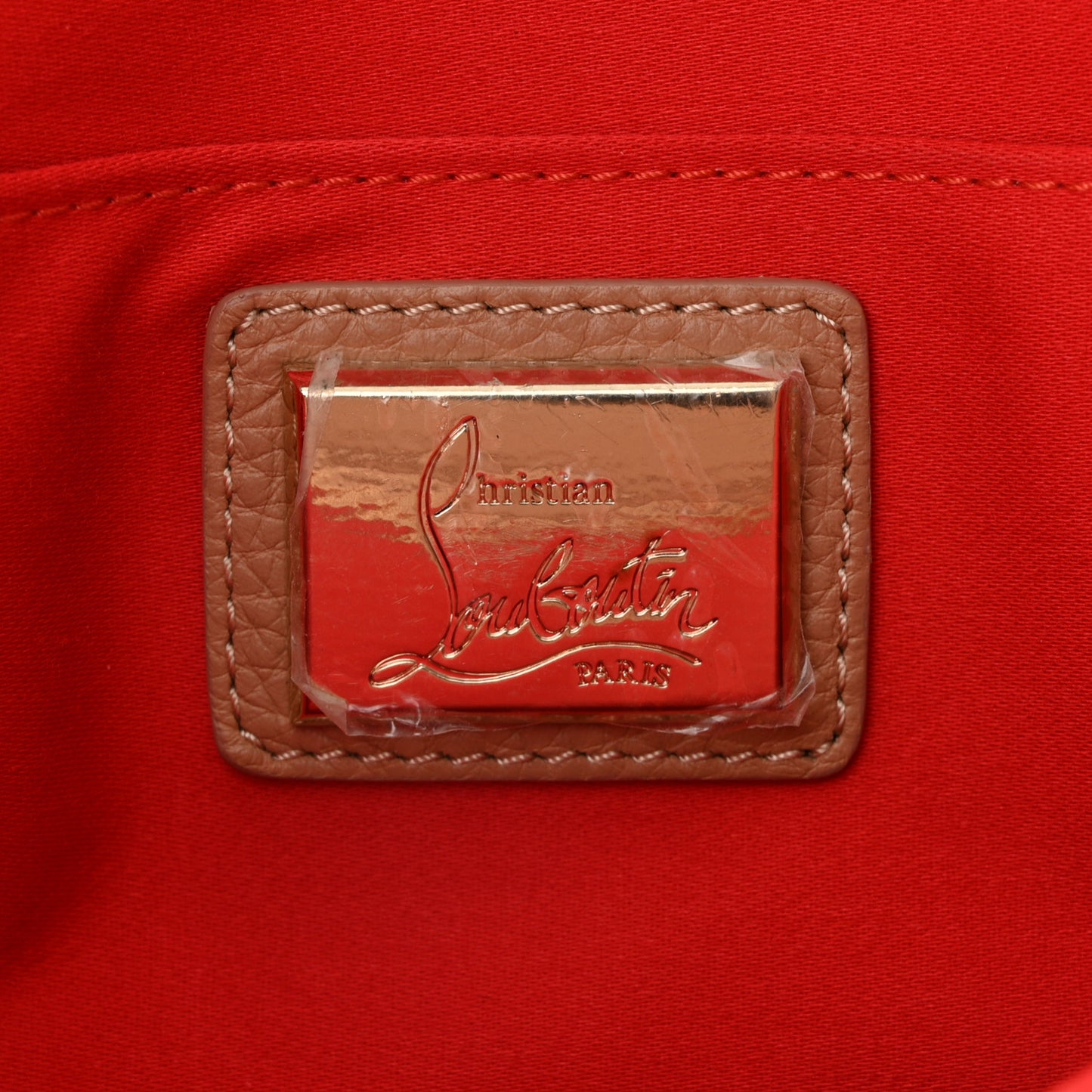 Calfskin Studded Loubiposh Clutch Nude