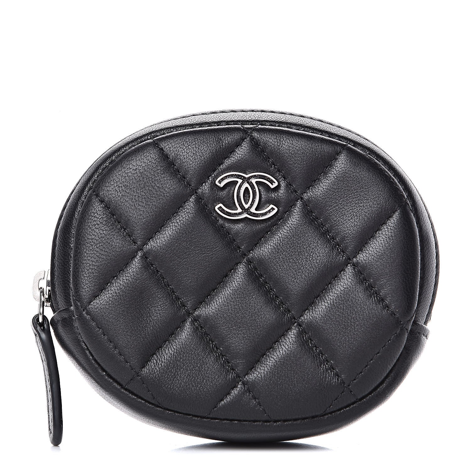 Chanel Lambskin Quilted Zip Around Classic Coin Purse Black 1 of 8