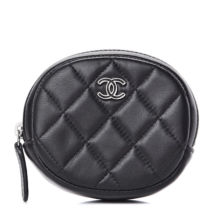 Chanel Lambskin Quilted Zip Around Classic Coin Purse Black 1 of 8