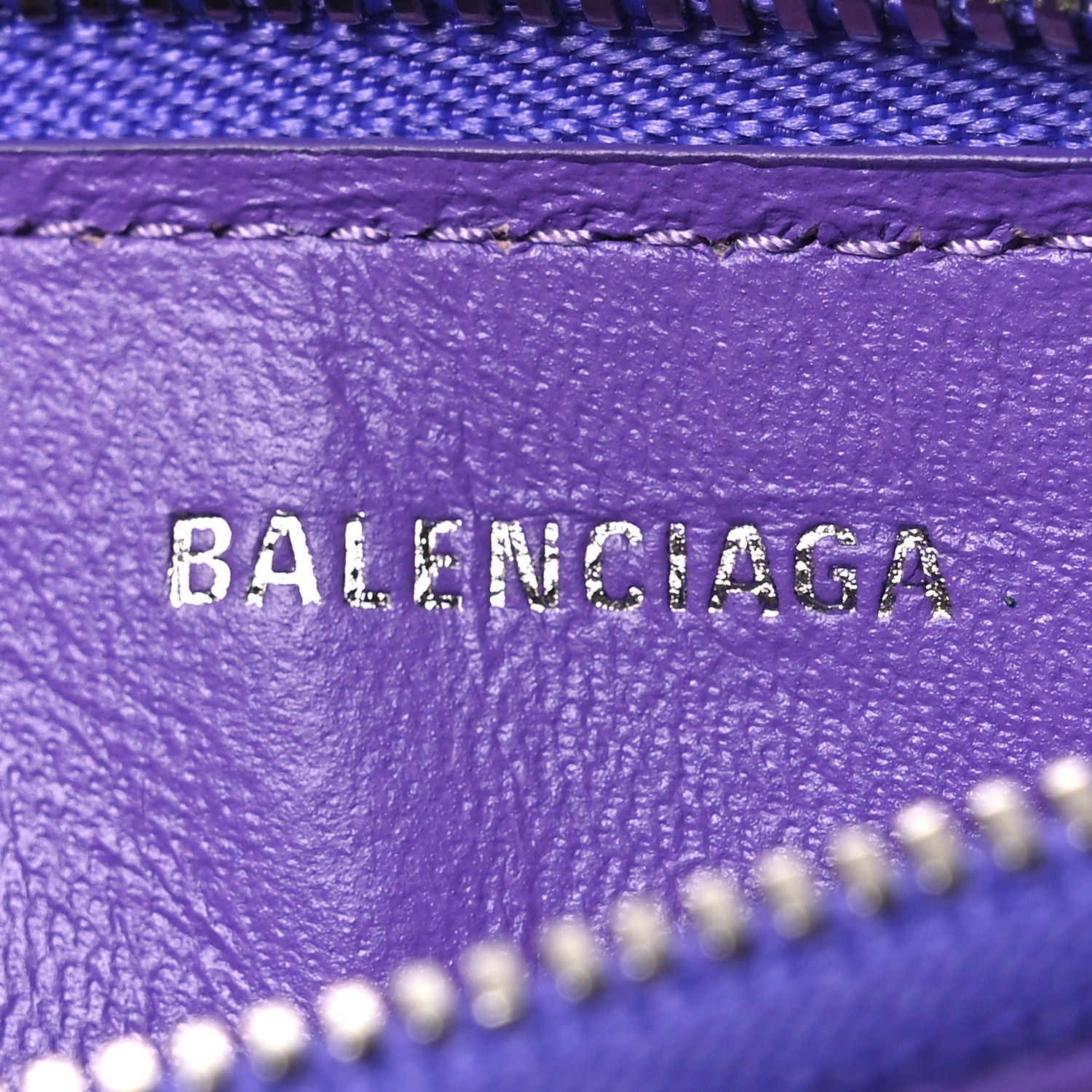 Balenciaga Grained Calfskin Floral Print Logo Large Cash Long Coin Card Holder Purple Multicolor 6 of 8
