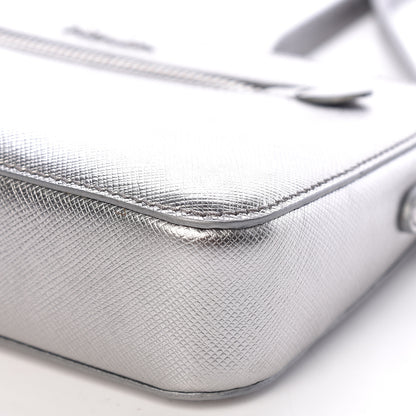Prada Metallic Saffiano Lux Crossbody Bag Cromo 9 of 9